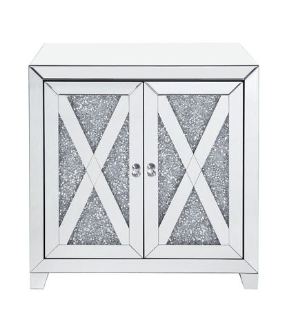 Glam Mirrored Console Cabinet with Faux Diamond Inlay - 1st Choice Furniture Direct