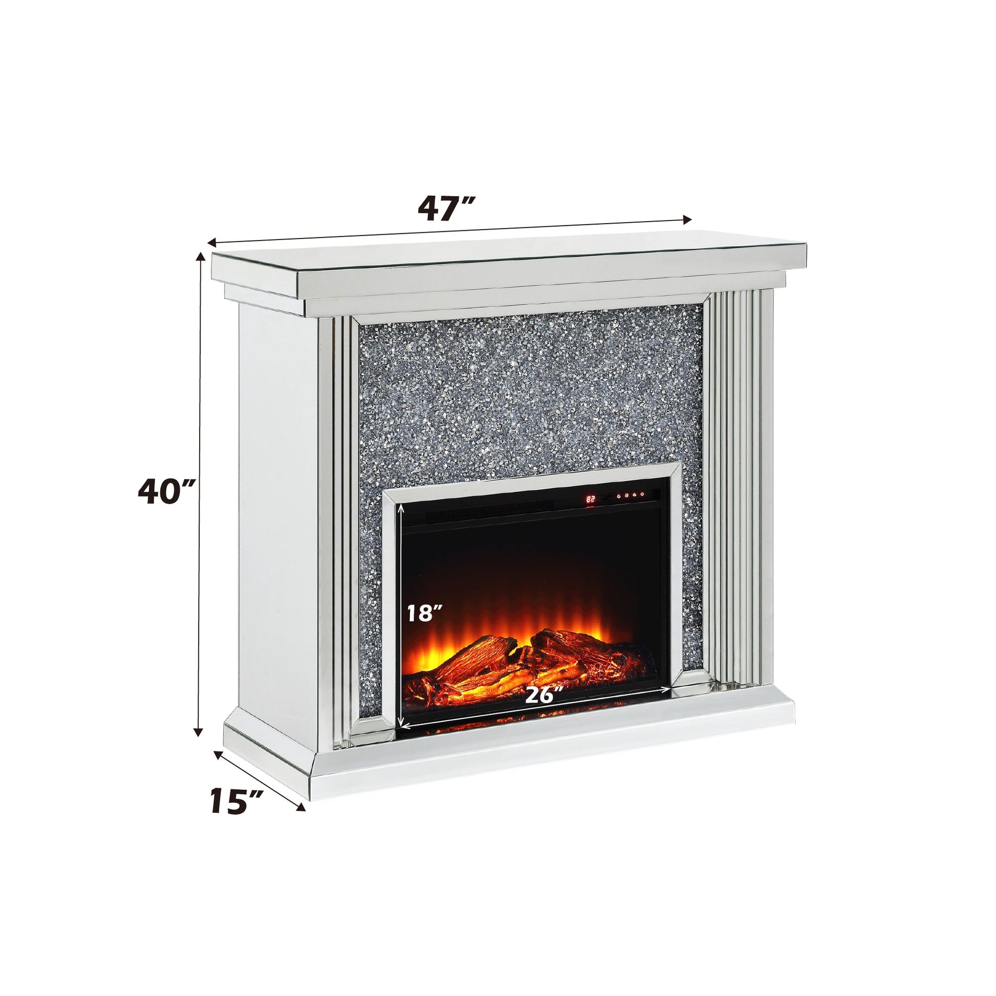 Glam Mirrored Electric Fireplace Console with LED Heater - 1st Choice Furniture Direct