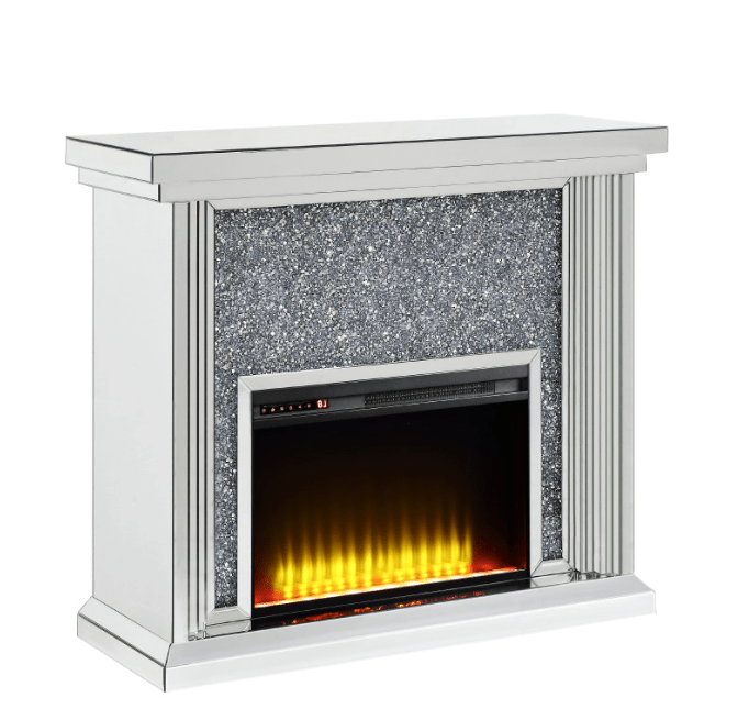 Glam Mirrored Electric Fireplace Console with LED Heater - 1st Choice Furniture Direct