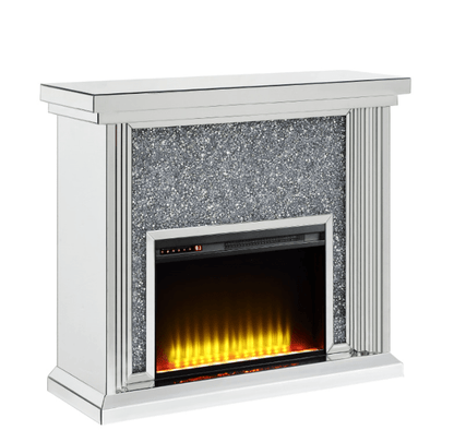 Glam Mirrored Electric Fireplace Console with LED Heater - 1st Choice Furniture Direct