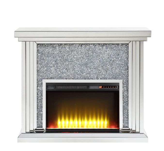 Glam Mirrored Electric Fireplace Console with LED Heater - 1st Choice Furniture Direct