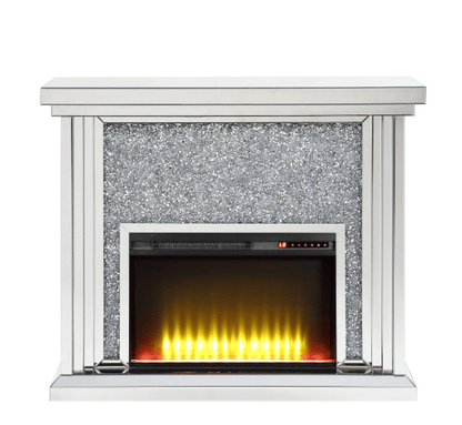 Glam Mirrored Electric Fireplace Console with LED Heater - 1st Choice Furniture Direct