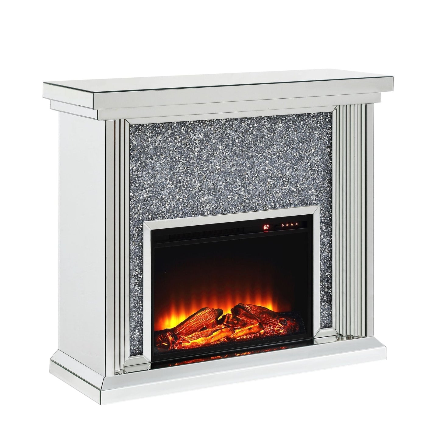 Glam Mirrored Electric Fireplace Console with LED Heater - 1st Choice Furniture Direct