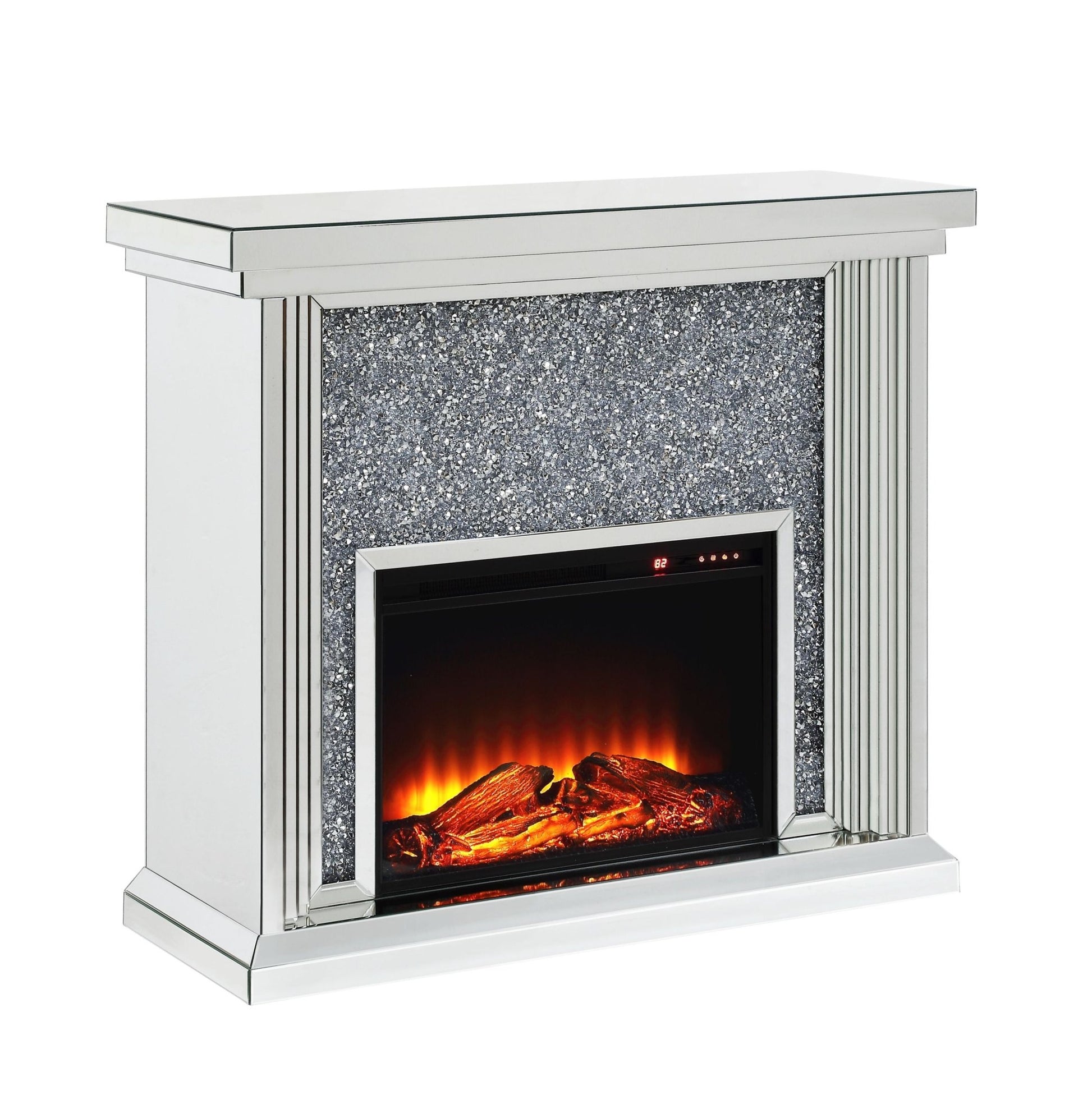 Glam Mirrored Electric Fireplace Console with LED Heater - 1st Choice Furniture Direct