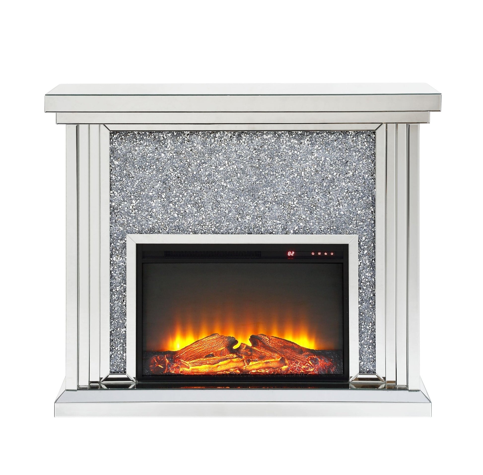 Glam Mirrored Electric Fireplace Console with LED Heater - 1st Choice Furniture Direct