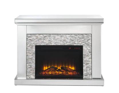 Glam Mirrored Electric Fireplace Console with LED Heater - 1st Choice Furniture Direct