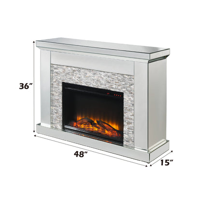 Glam Mirrored Electric Fireplace Console with LED Heater - 1st Choice Furniture Direct
