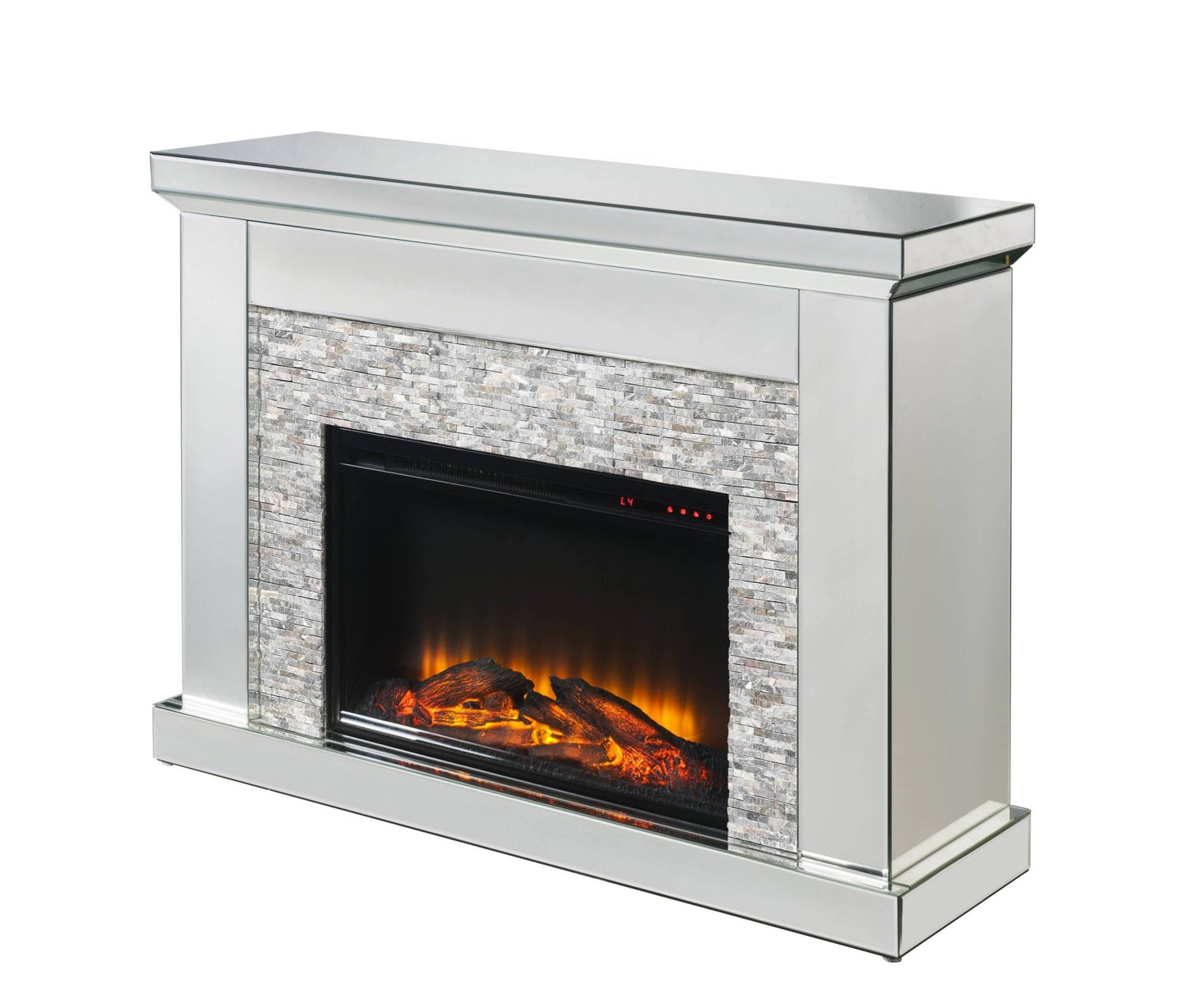 Glam Mirrored Electric Fireplace Console with LED Heater - 1st Choice Furniture Direct