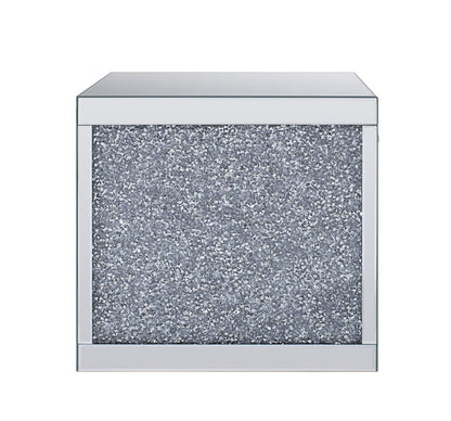 Glam Mirrored End Table with Storage Drawer and Faux Crystal Accents - 1st Choice Furniture Direct