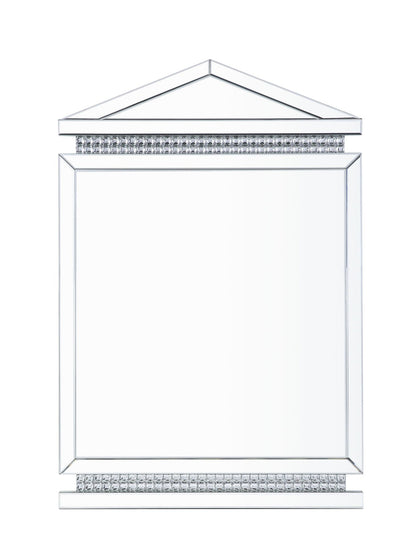 Glam Silver Wall Mirror with Crystal Accents & Beveled Glass - 1st Choice Furniture Direct