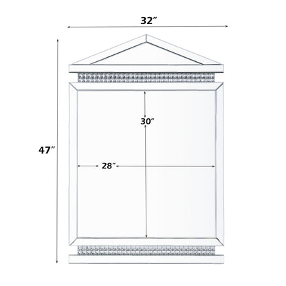 Glam Silver Wall Mirror with Crystal Accents & Beveled Glass - 1st Choice Furniture Direct