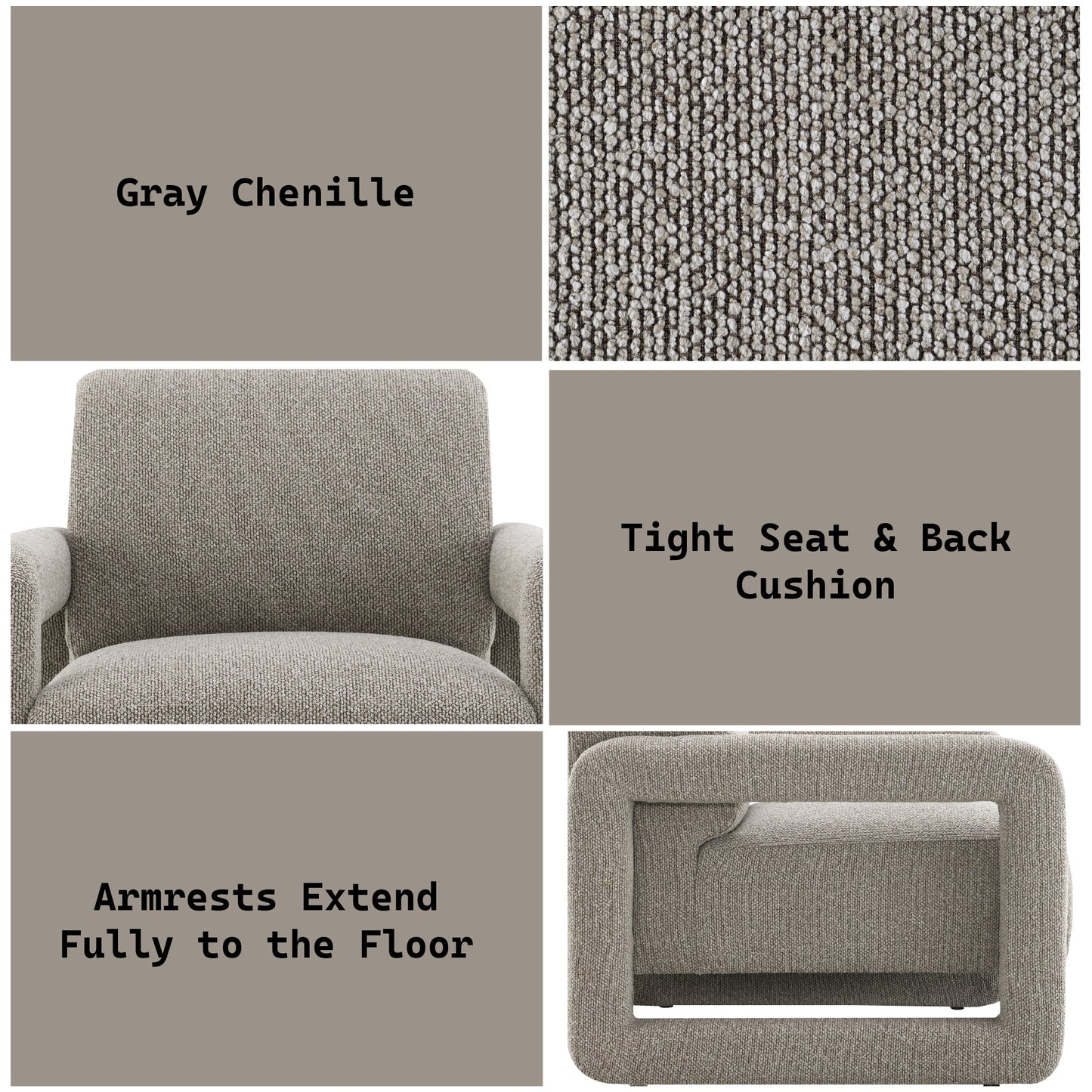 Glenda Gray Chenille Accent Chair - 1st Choice Furniture Direct