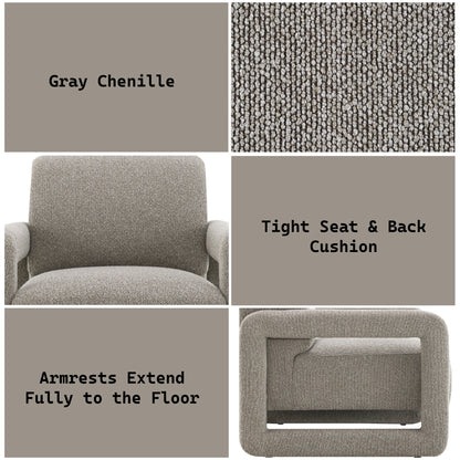 Glenda Gray Chenille Accent Chair - 1st Choice Furniture Direct