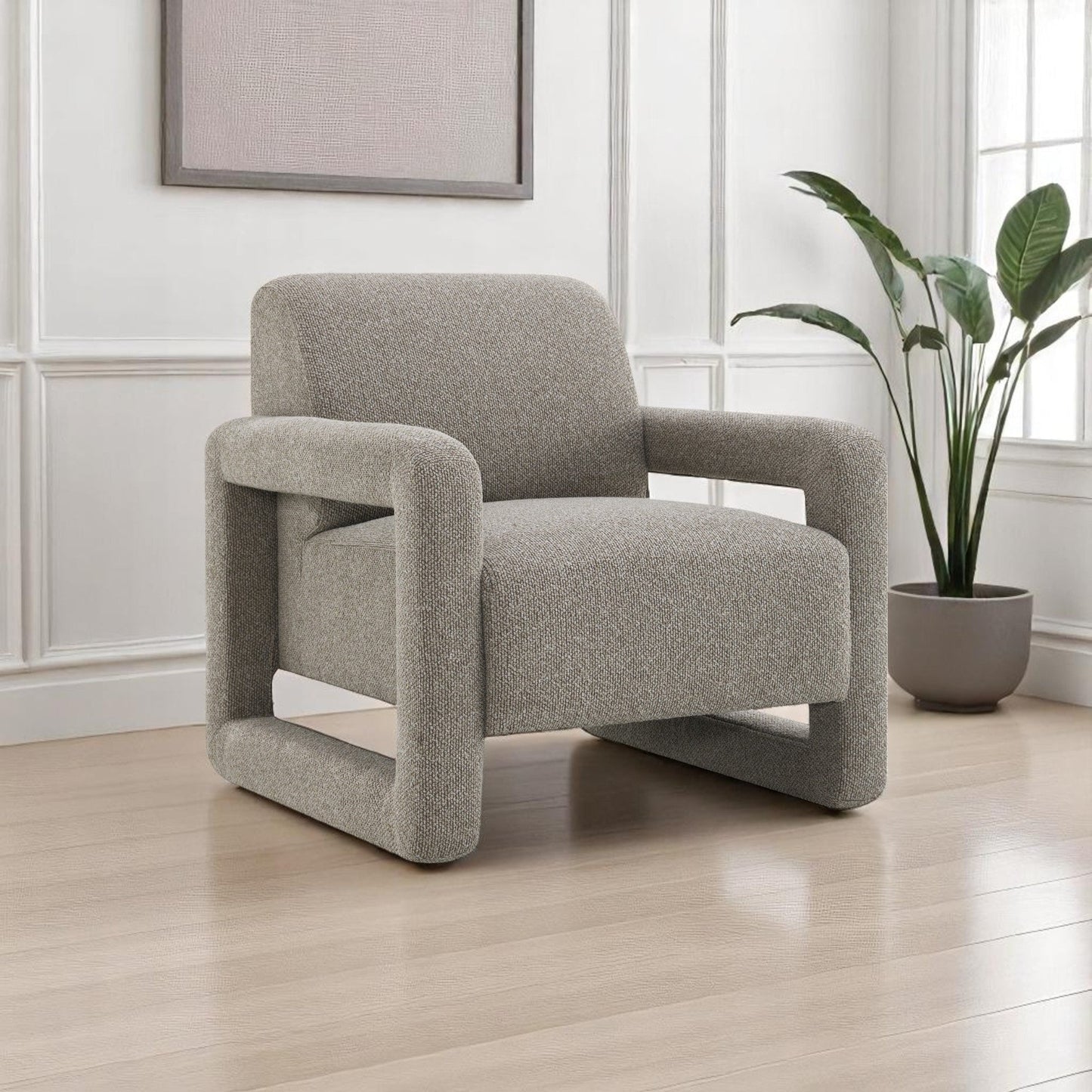 Glenda Gray Chenille Accent Chair - 1st Choice Furniture Direct