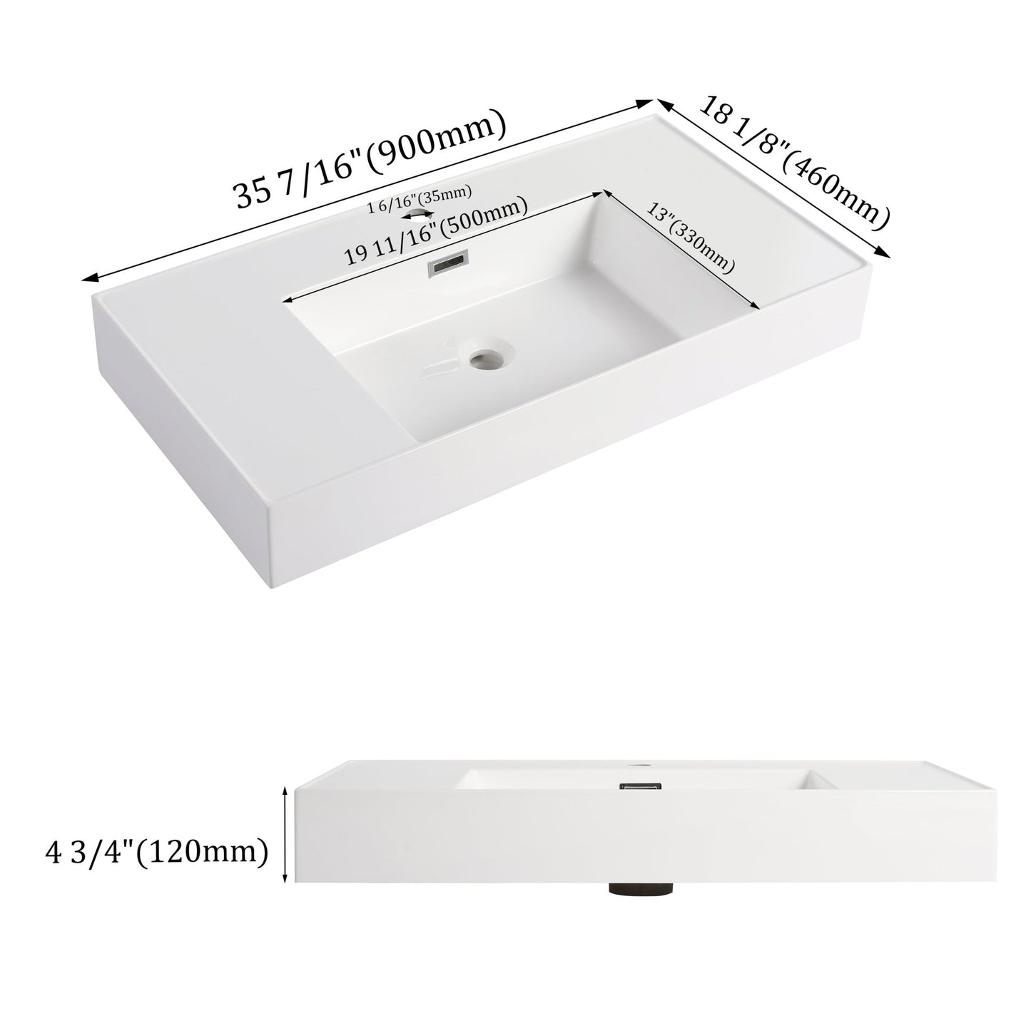 Gloss White Resin Vanity Sink Top | Modern Bathroom Basin - 1st Choice Furniture Direct