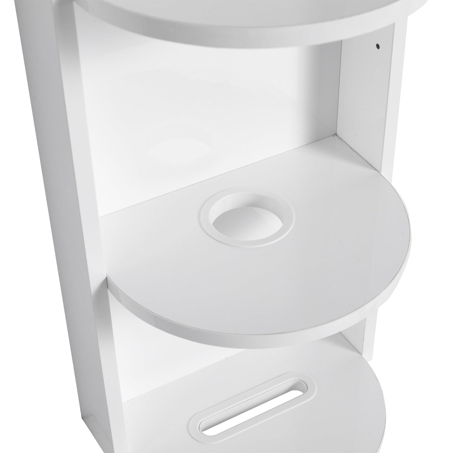 Glossy White 12' Bathroom Wall - Mounted Storage Rack with Float Mounting Design, Durable Plywood - 1st Choice Furniture Direct