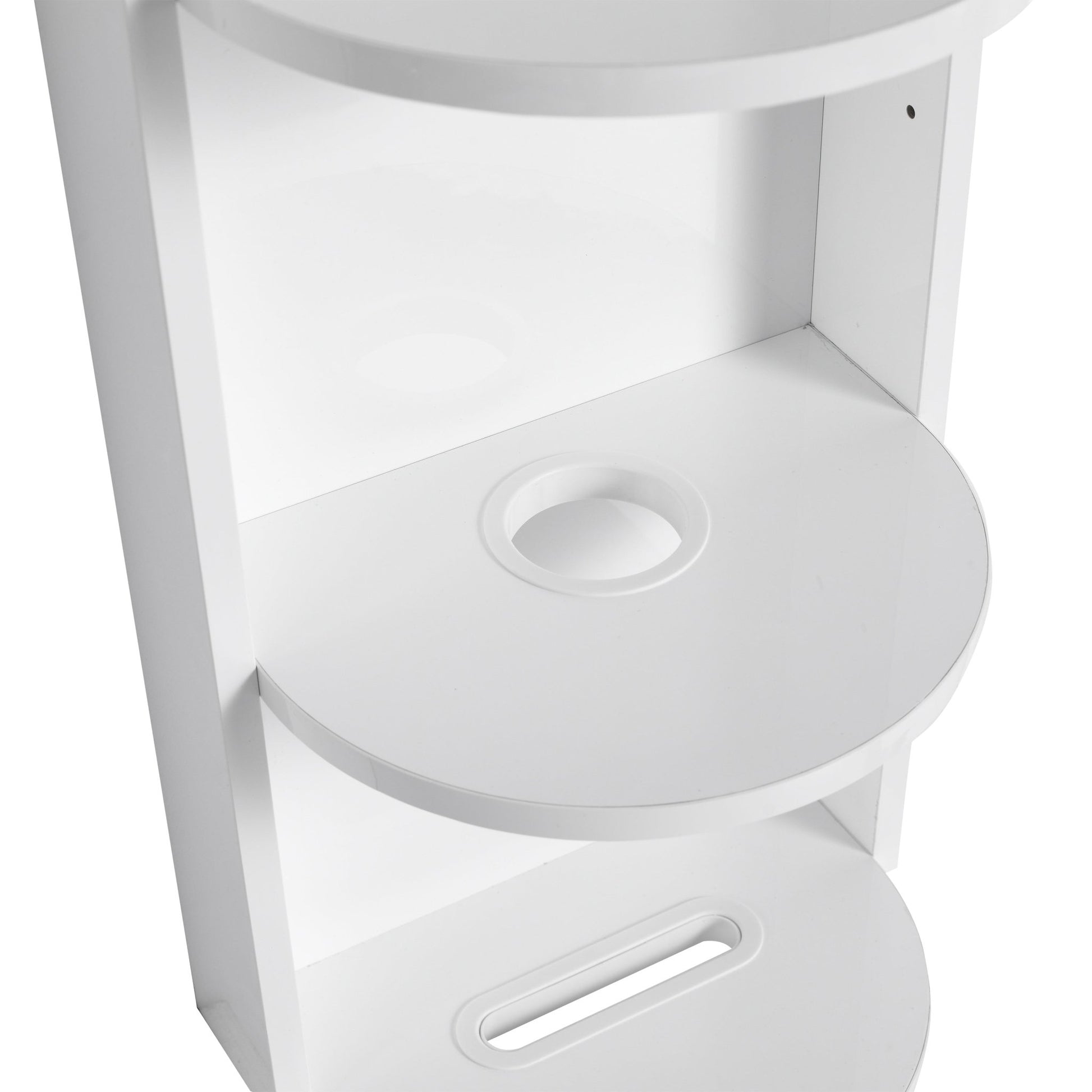 Glossy White 12' Bathroom Wall - Mounted Storage Rack with Float Mounting Design, Durable Plywood - 1st Choice Furniture Direct