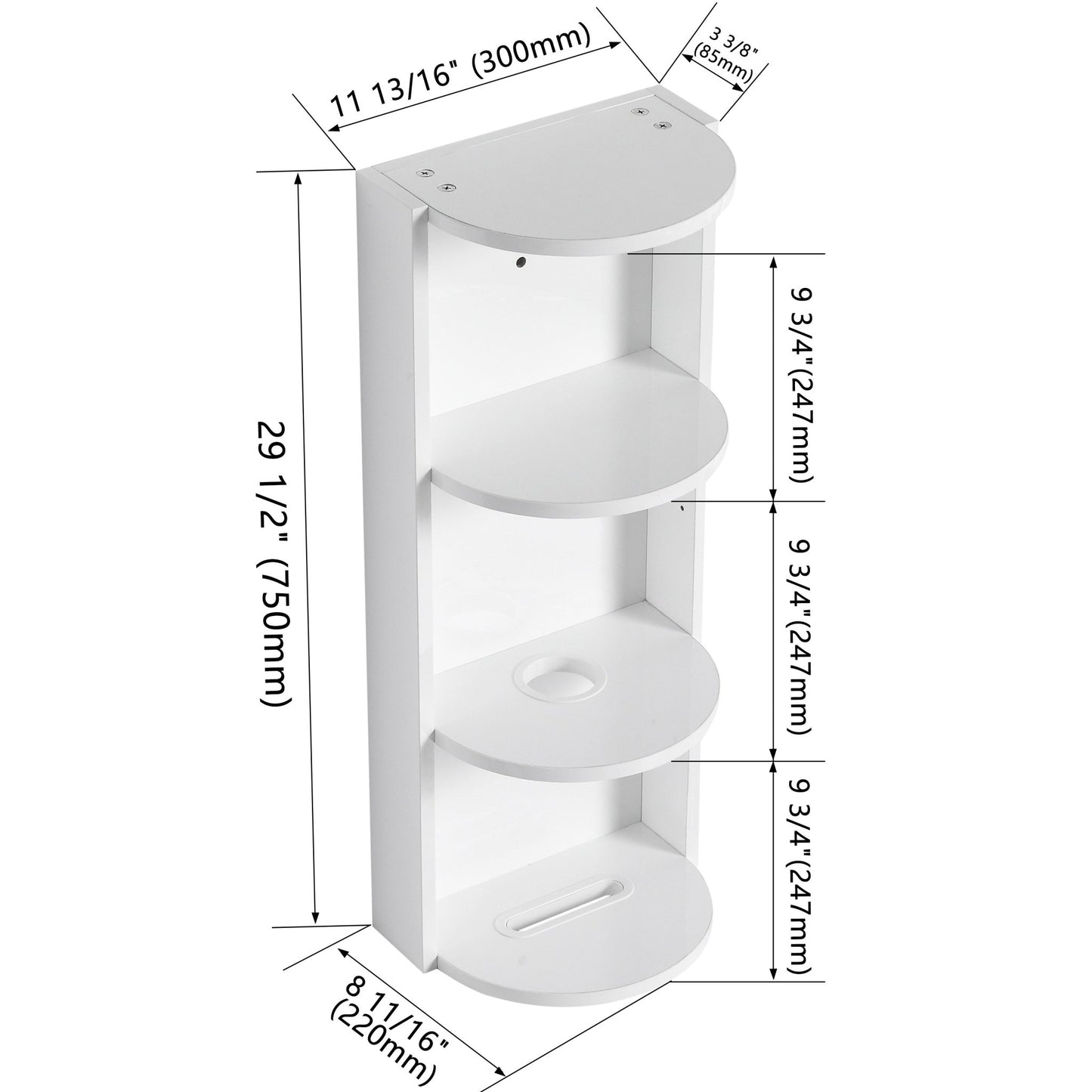 Glossy White 12' Bathroom Wall - Mounted Storage Rack with Float Mounting Design, Durable Plywood - 1st Choice Furniture Direct
