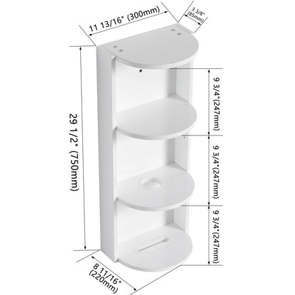 Glossy White 12' Bathroom Wall - Mounted Storage Rack with Float Mounting Design, Durable Plywood - 1st Choice Furniture Direct