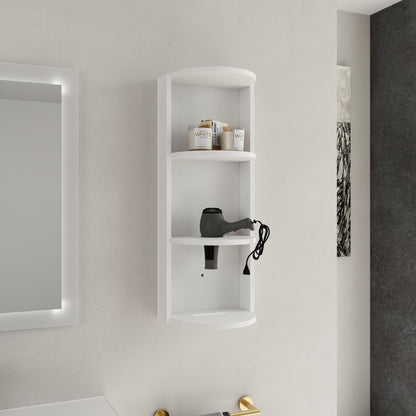 Glossy White 12' Bathroom Wall - Mounted Storage Rack with Float Mounting Design, Durable Plywood - 1st Choice Furniture Direct
