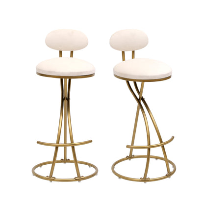 Gold & Cream Velvet Bar Stools Set of 2 | Modern Counter Height Chairs with Back - 1st Choice Furniture Direct