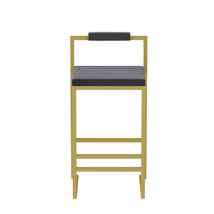 Gold & Gray Velvet Bar Stools Set of 2 | Counter Height Chairs with Back & Footrest - 1st Choice Furniture Direct