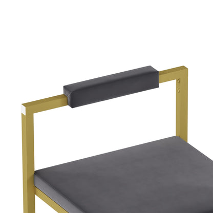 Gold & Gray Velvet Bar Stools Set of 2 | Counter Height Chairs with Back & Footrest - 1st Choice Furniture Direct