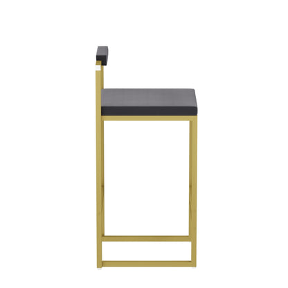 Gold & Gray Velvet Bar Stools Set of 2 | Counter Height Chairs with Back & Footrest - 1st Choice Furniture Direct