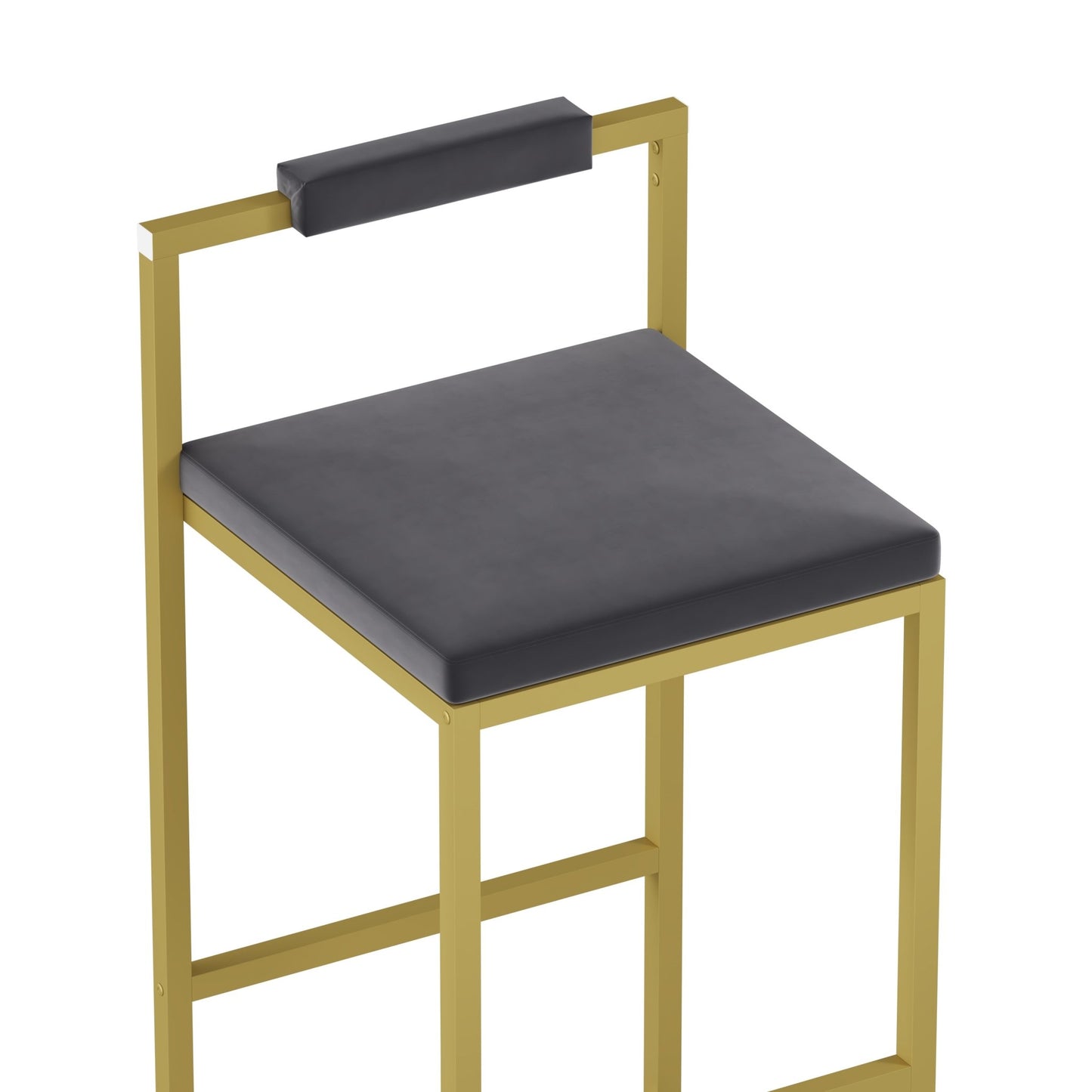 Gold & Gray Velvet Bar Stools Set of 2 | Counter Height Chairs with Back & Footrest - 1st Choice Furniture Direct