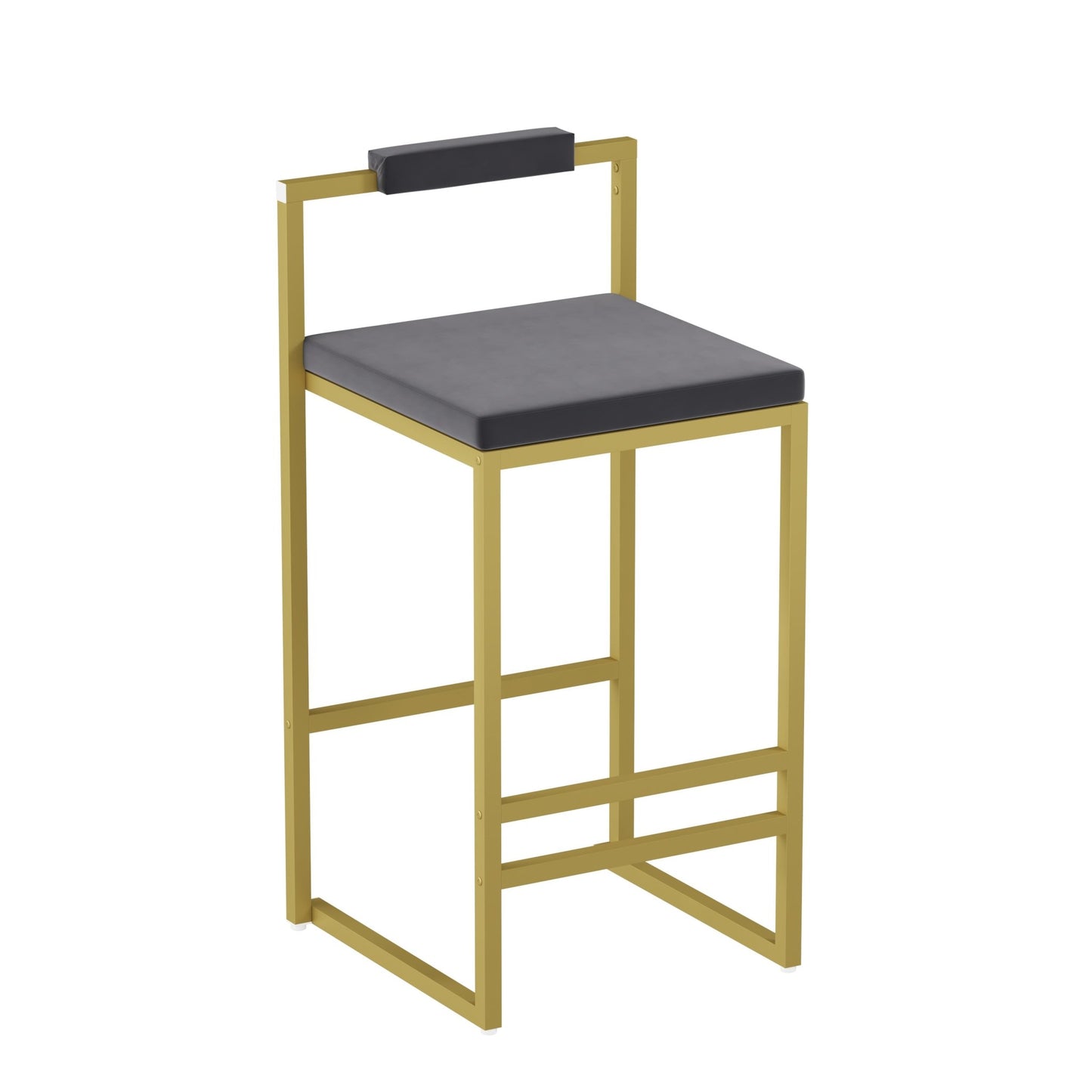 Gold & Gray Velvet Bar Stools Set of 2 | Counter Height Chairs with Back & Footrest - 1st Choice Furniture Direct