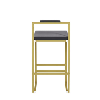 Gold & Gray Velvet Bar Stools Set of 2 | Counter Height Chairs with Back & Footrest - 1st Choice Furniture Direct