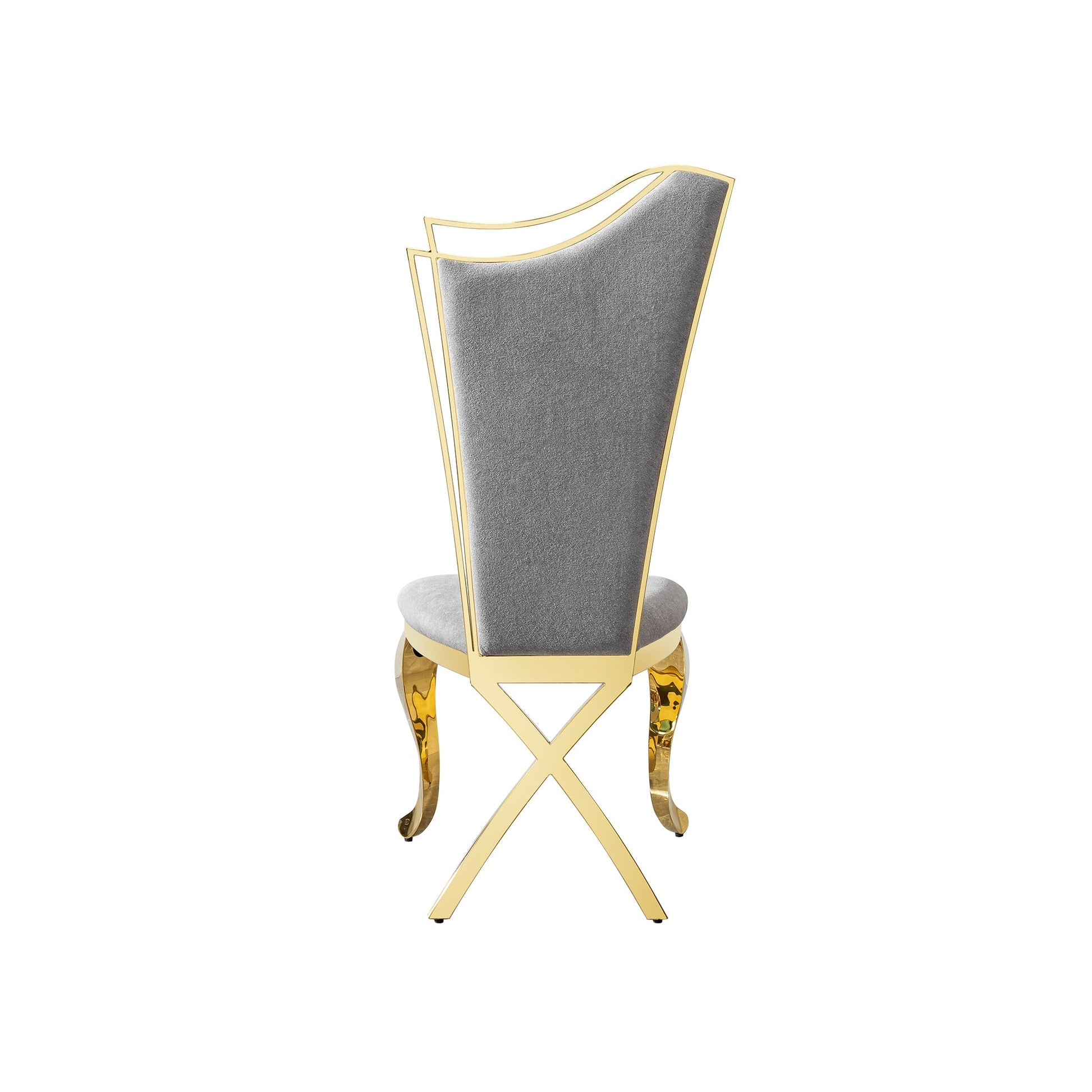 Gold Stainless Steel Dining Chairs Set of 2 – Grey Velvet Upholstered Modern Contemporary Dining Room Chairs - 1st Choice Furniture Direct