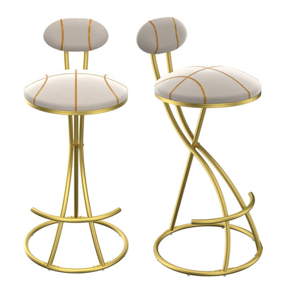 Gold Velvet Bar Stools Set of 2 | Striped Upholstered Counter Chairs with Metal Frame - 1st Choice Furniture Direct