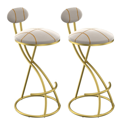 Gold Velvet Bar Stools Set of 2 | Striped Upholstered Counter Chairs with Metal Frame - 1st Choice Furniture Direct