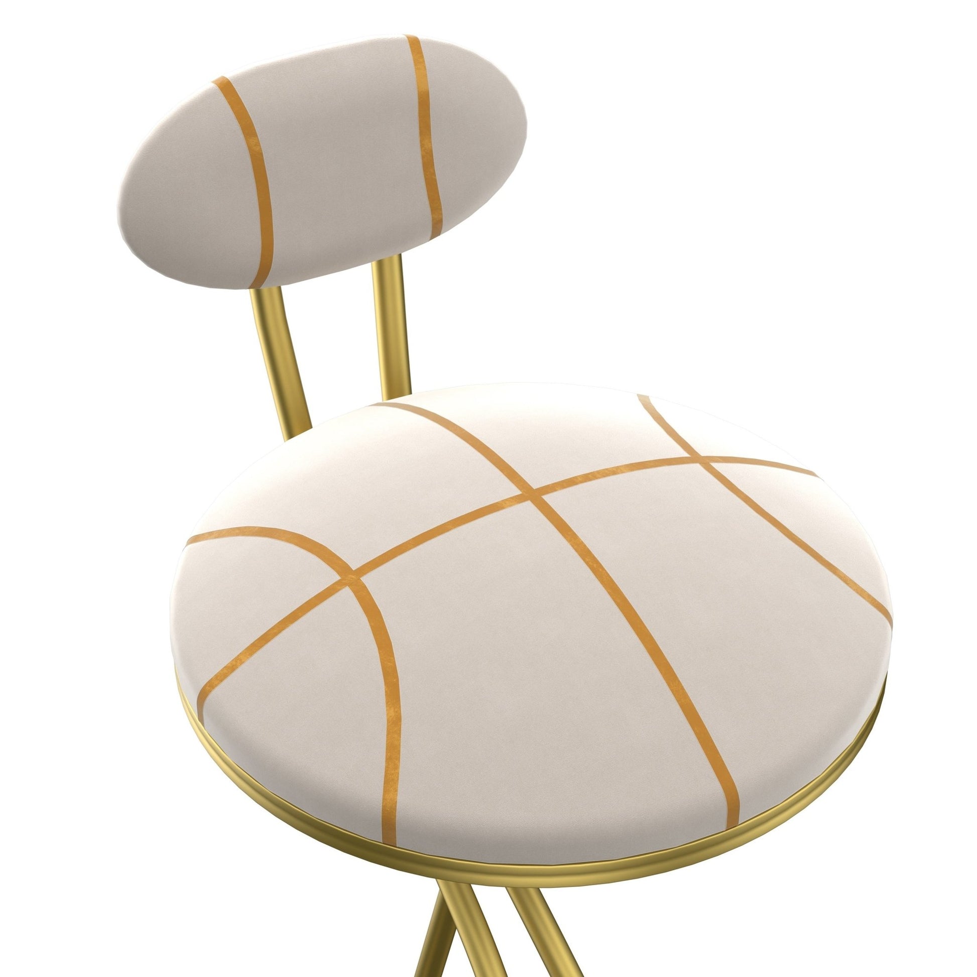 Gold Velvet Bar Stools Set of 2 | Striped Upholstered Counter Chairs with Metal Frame - 1st Choice Furniture Direct