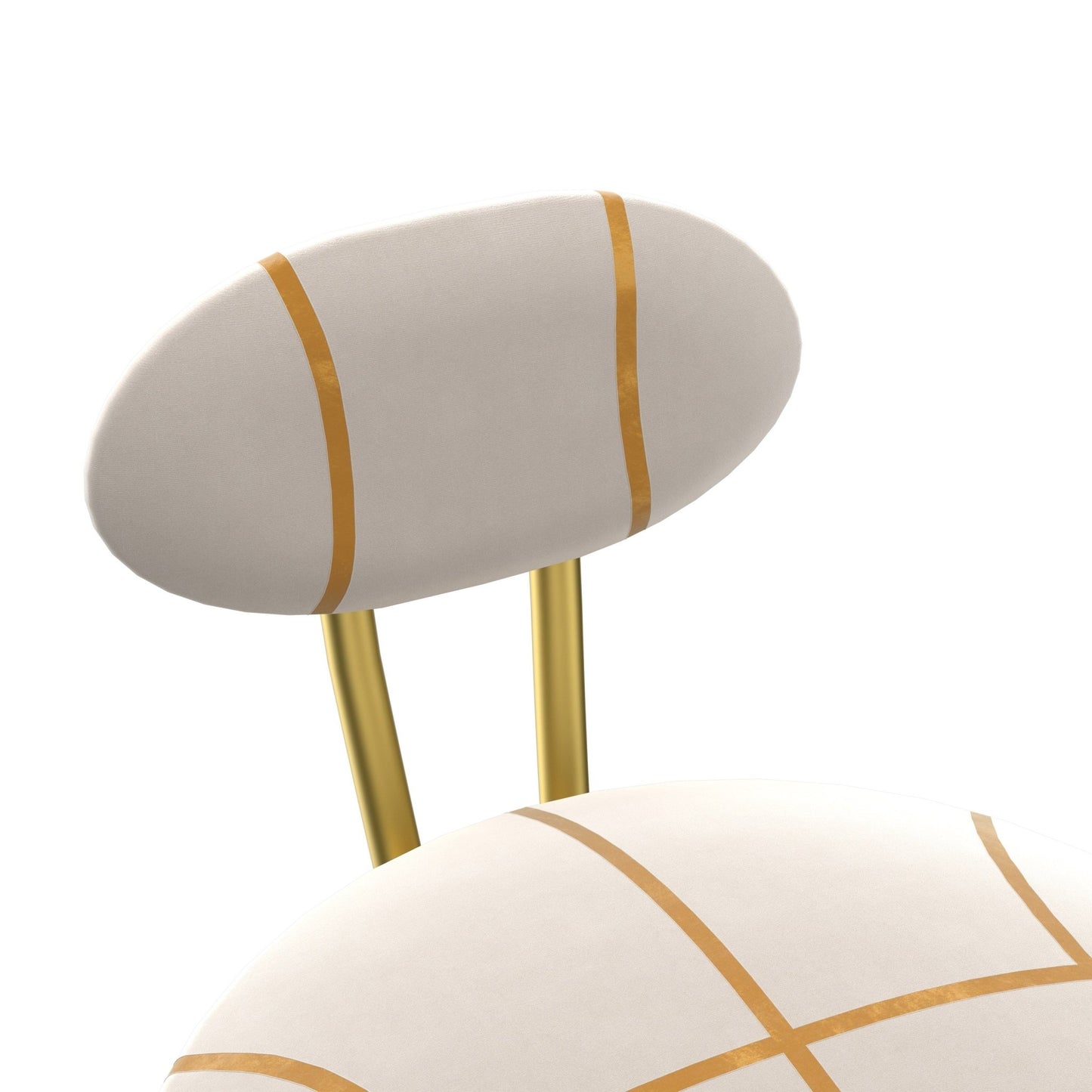 Gold Velvet Bar Stools Set of 2 | Striped Upholstered Counter Chairs with Metal Frame - 1st Choice Furniture Direct