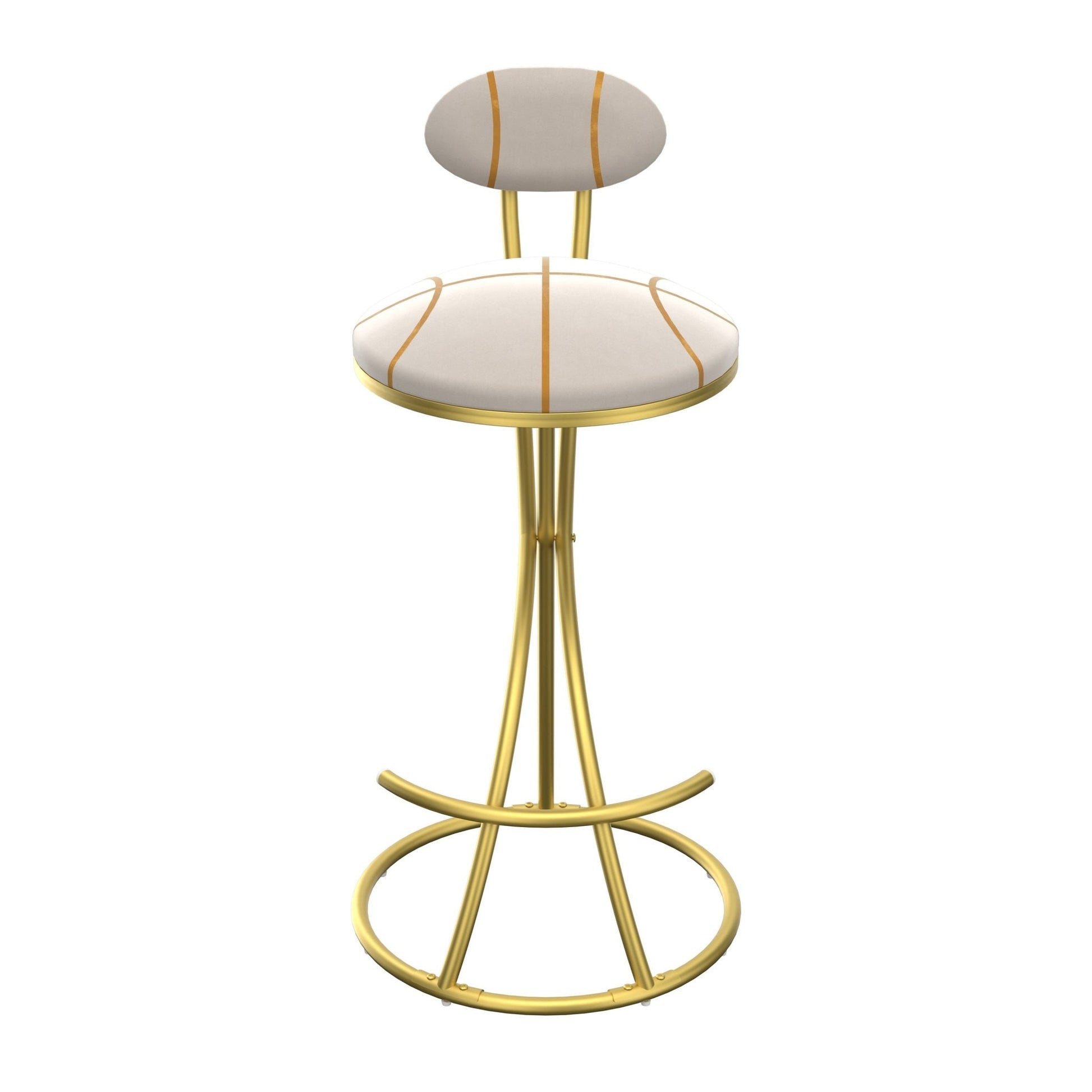 Gold Velvet Bar Stools Set of 2 | Striped Upholstered Counter Chairs with Metal Frame - 1st Choice Furniture Direct