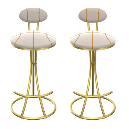 Gold Velvet Bar Stools Set of 2 | Striped Upholstered Counter Chairs with Metal Frame - 1st Choice Furniture Direct