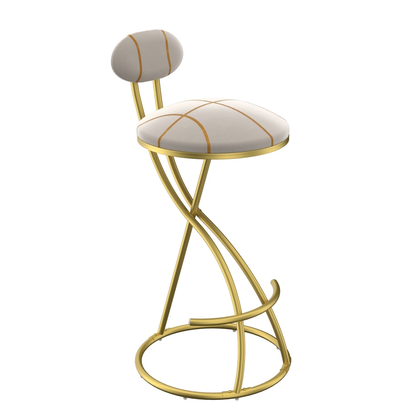 Gold Velvet Bar Stools Set of 2 | Striped Upholstered Counter Chairs with Metal Frame - 1st Choice Furniture Direct