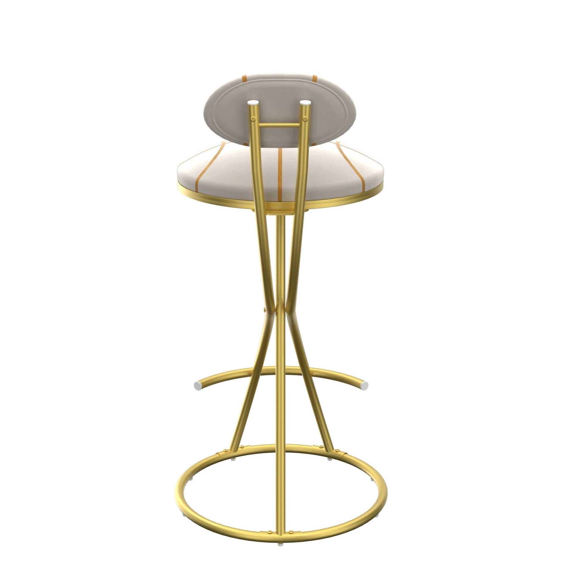 Gold Velvet Bar Stools Set of 2 | Striped Upholstered Counter Chairs with Metal Frame - 1st Choice Furniture Direct