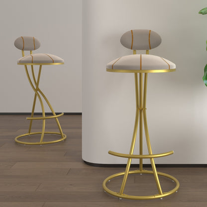 Gold Velvet Bar Stools Set of 2 | Striped Upholstered Counter Chairs with Metal Frame - 1st Choice Furniture Direct