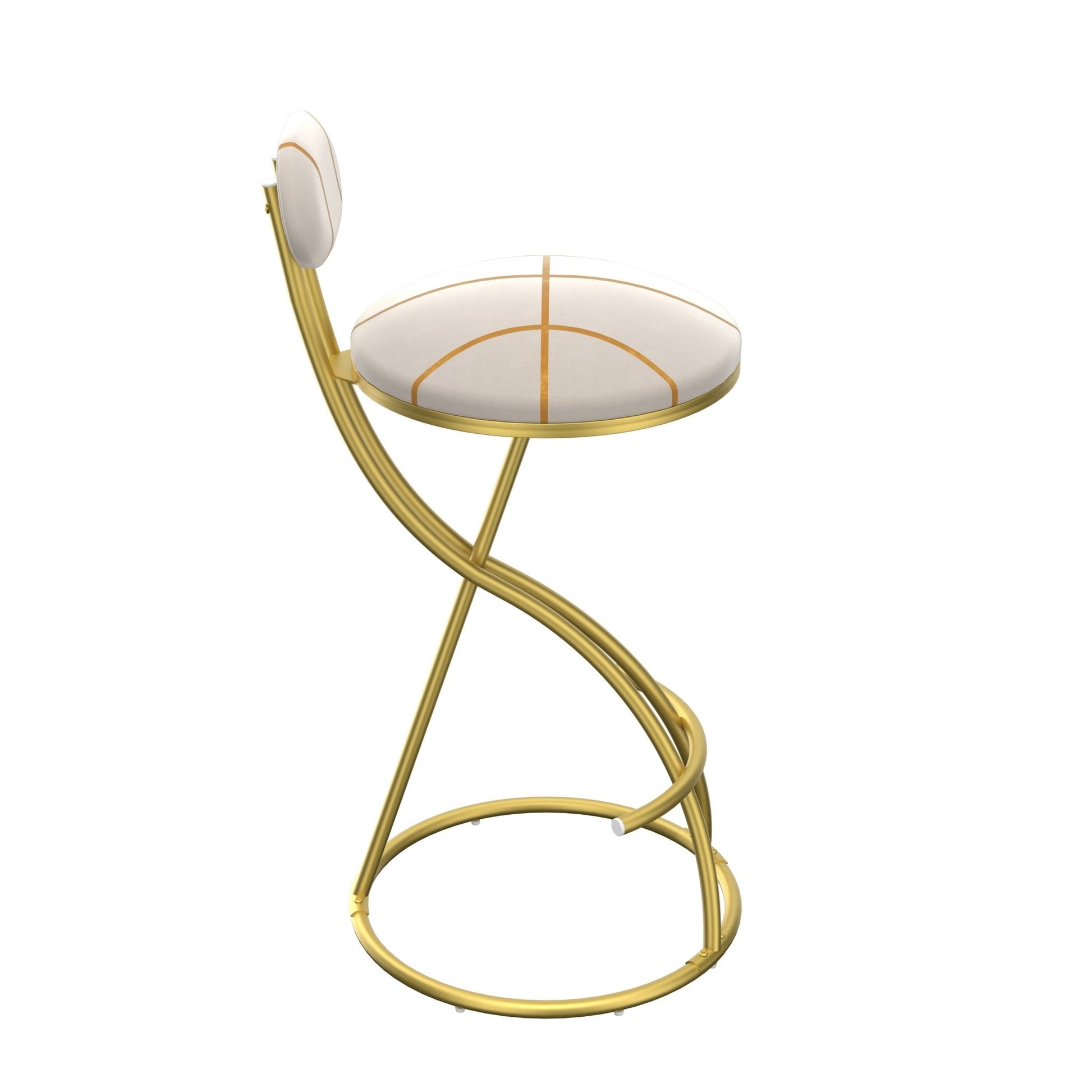 Gold Velvet Bar Stools Set of 2 | Striped Upholstered Counter Chairs with Metal Frame - 1st Choice Furniture Direct