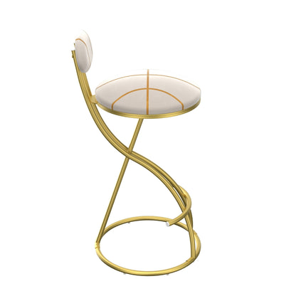 Gold Velvet Bar Stools Set of 2 | Striped Upholstered Counter Chairs with Metal Frame - 1st Choice Furniture Direct