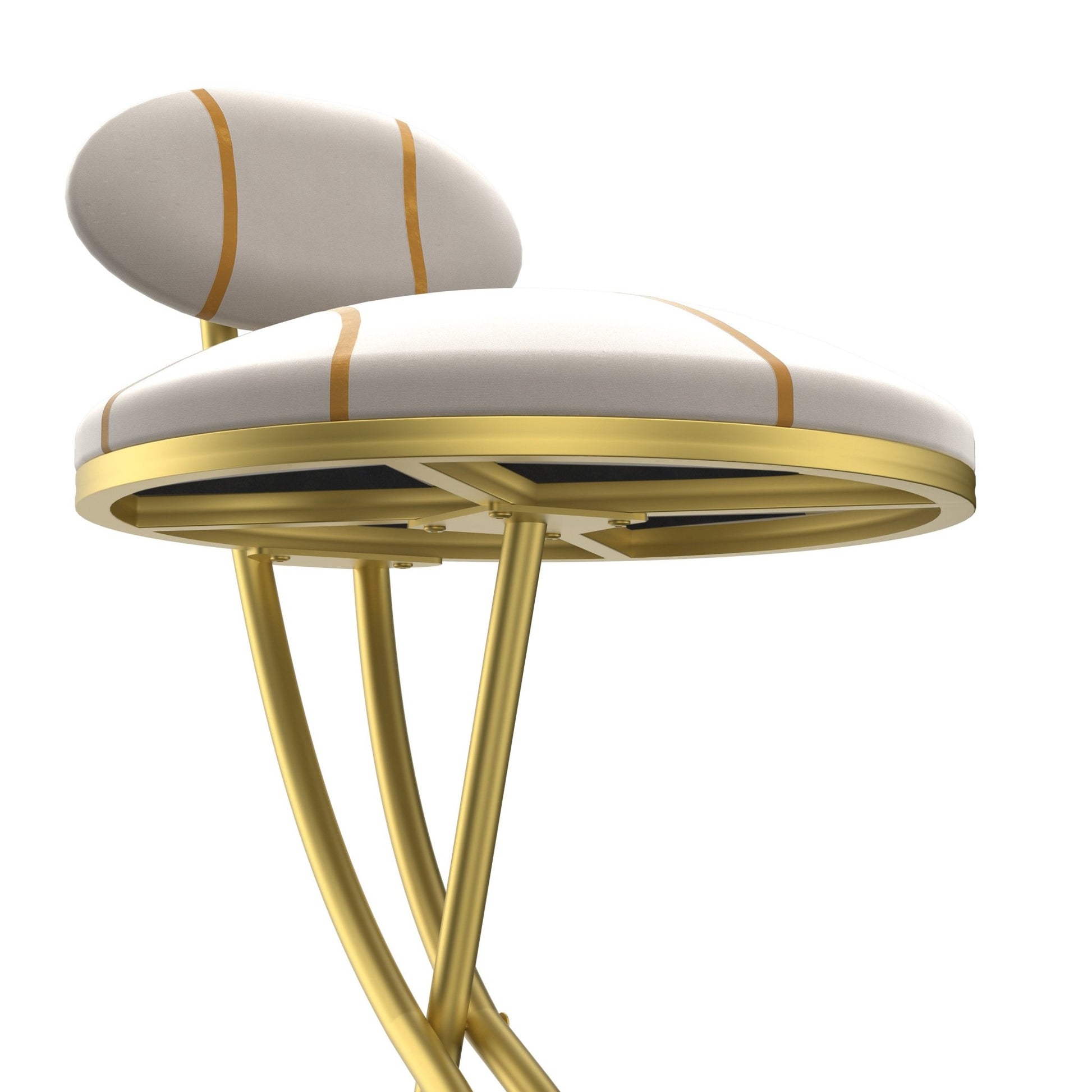 Gold Velvet Bar Stools Set of 2 | Striped Upholstered Counter Chairs with Metal Frame - 1st Choice Furniture Direct