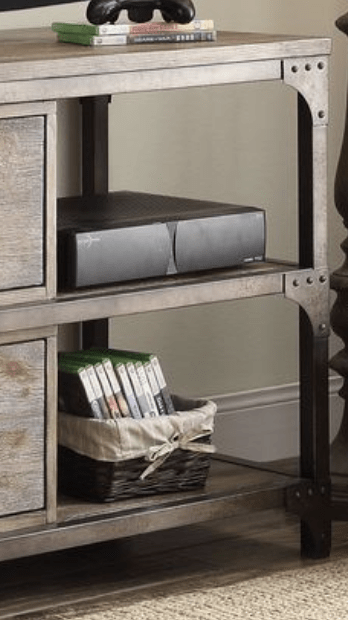 Gorden Weathered Oak Finish & Antique Silver Metal TV Stand - 1st Choice Furniture Direct