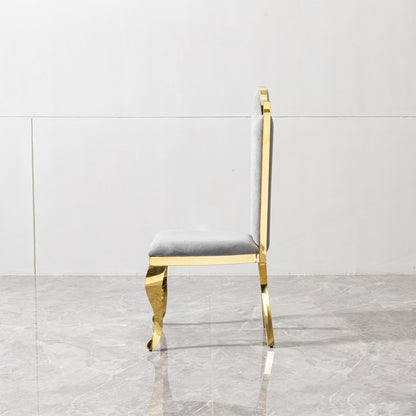 Gorgeous Streamlined High Back Dining Chair Set - Grey Fabric, Stainless Steel, 2 Pieces - 1st Choice Furniture Direct