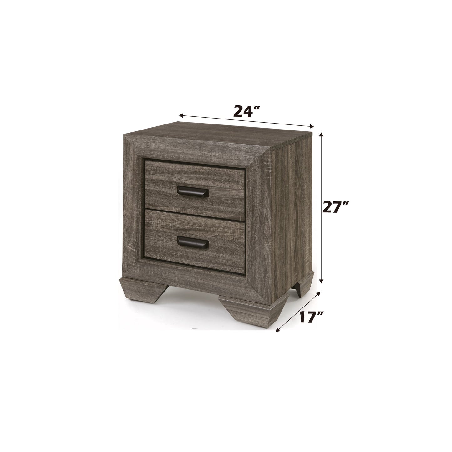 Gray 2-Drawer Nightstand with Shaker Legs - 1st Choice Furniture Direct
