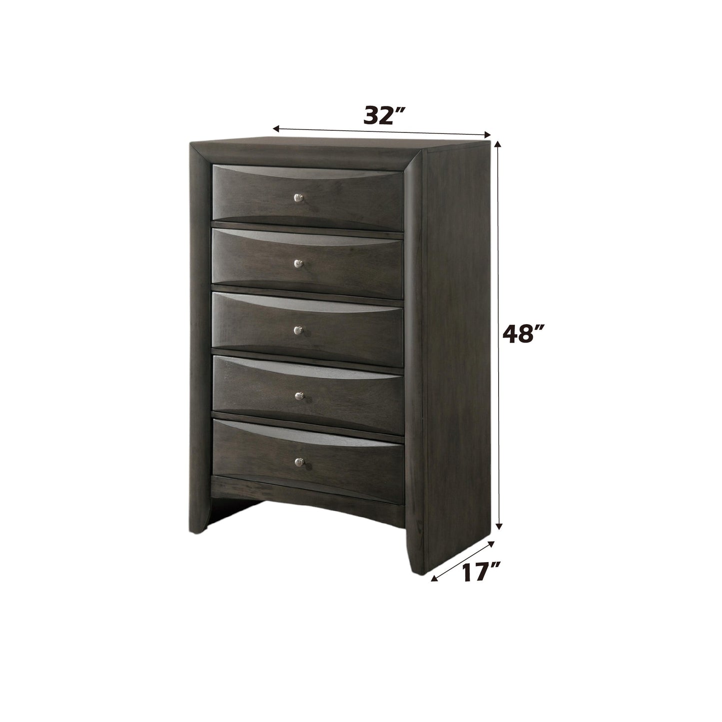 Gray 5-Drawer Chest with Okume Veneer - 1st Choice Furniture Direct