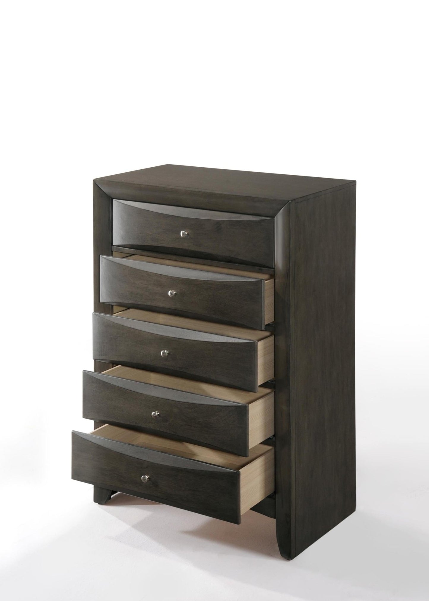 Gray 5-Drawer Chest with Okume Veneer - 1st Choice Furniture Direct
