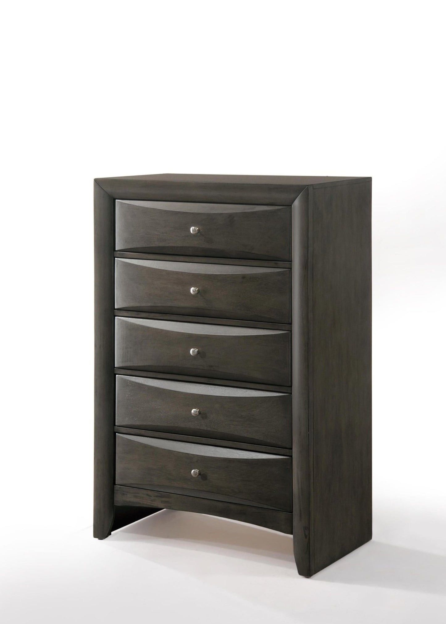 Gray 5-Drawer Chest with Okume Veneer - 1st Choice Furniture Direct